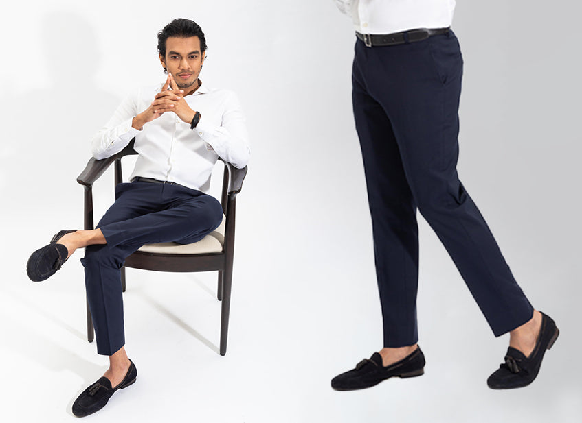 formal dress white shirt and black pants Men's Slim Fit White Cotton Dress Shirt - Long Sleeve main image 1