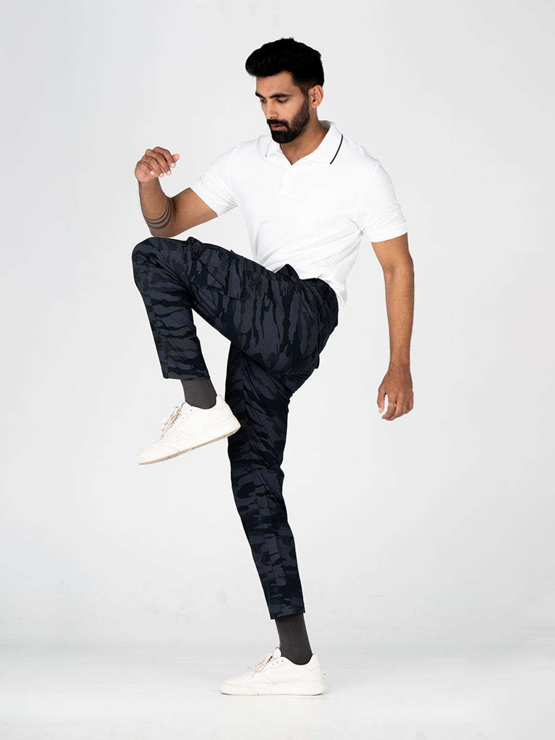 Blue Camo Slim Fit Cargo Pants