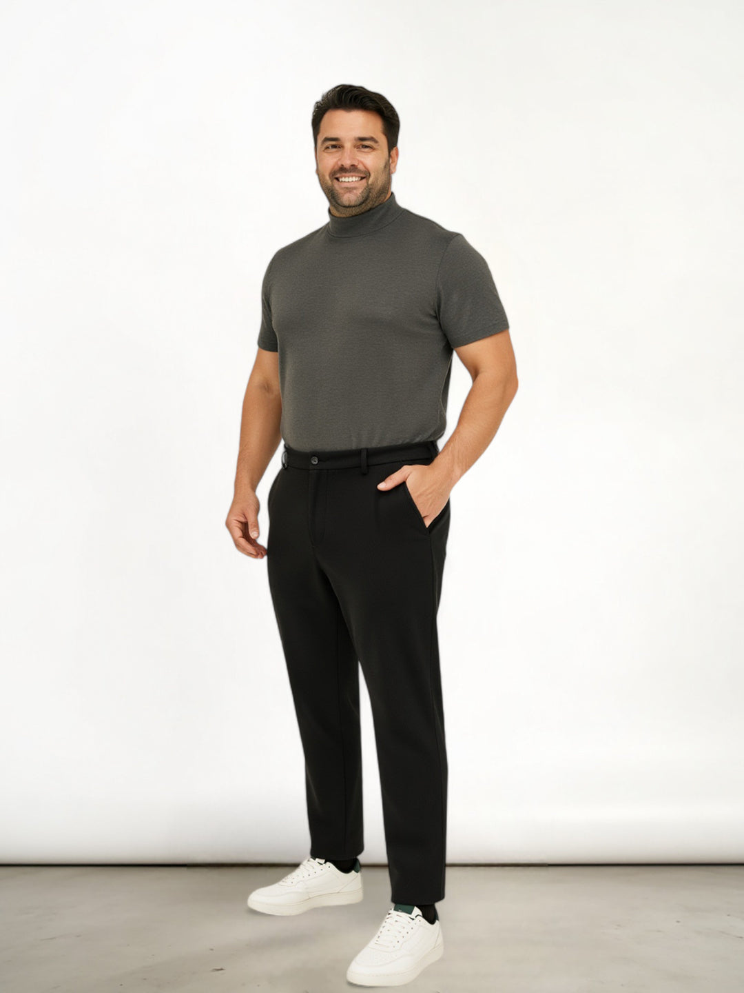 Iron Black Twill Structured Plus Size Power-Stretch Pants