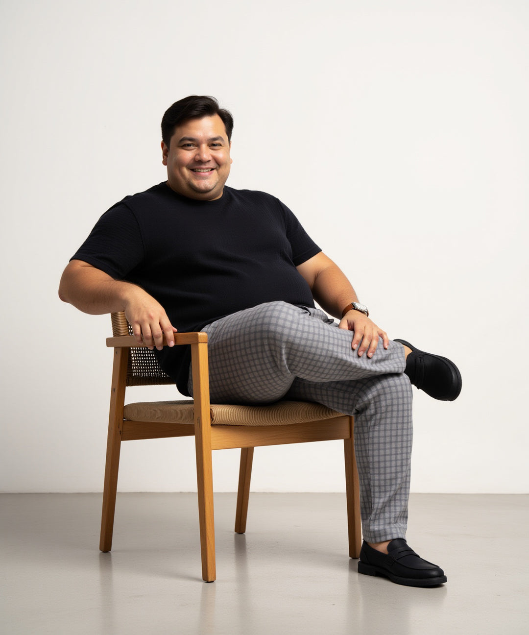 Crane Grey Window Checks Plus Size Power-Stretch Pants