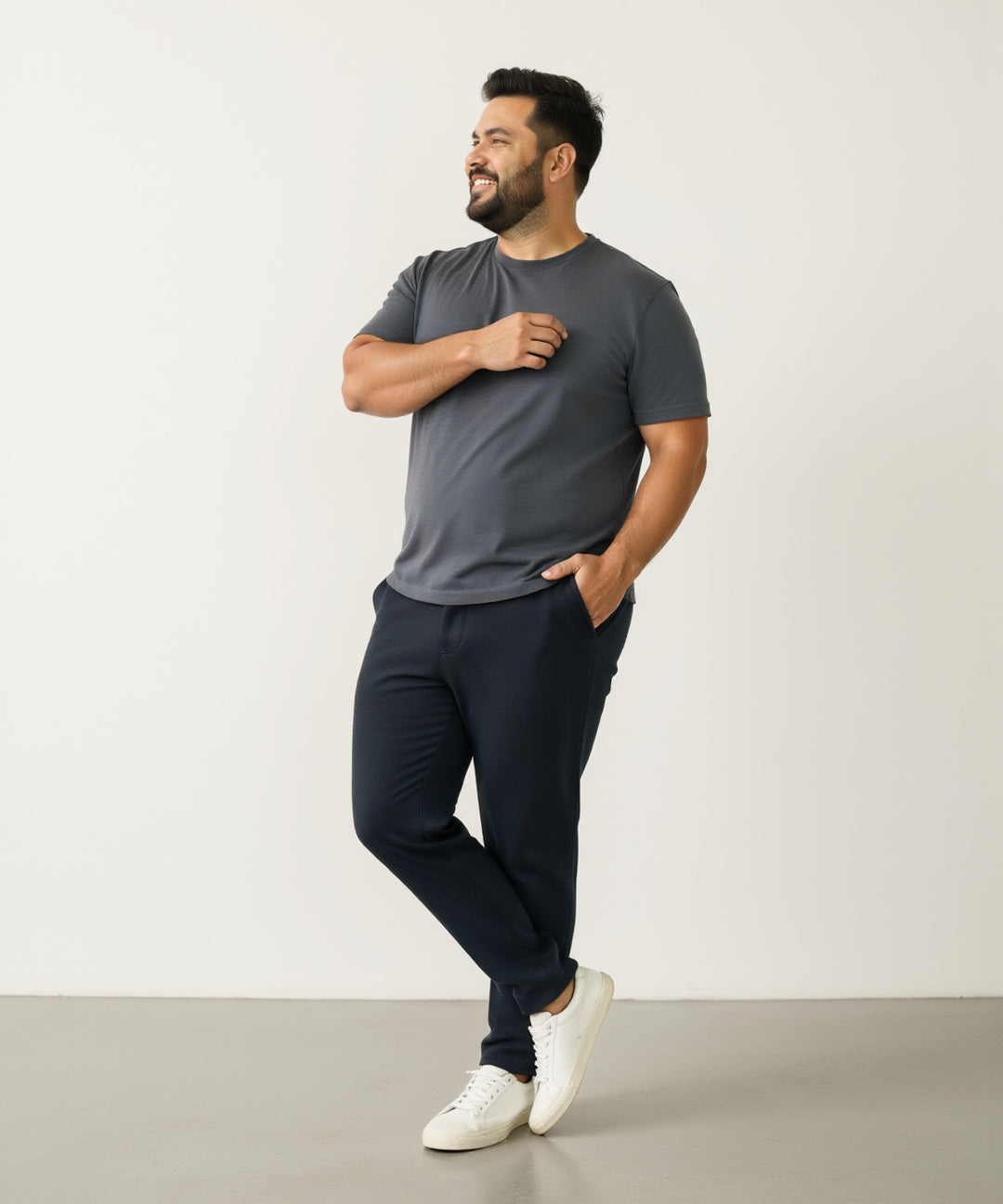 Regal Navy Twill Structured Plus Size Power-Stretch Pants