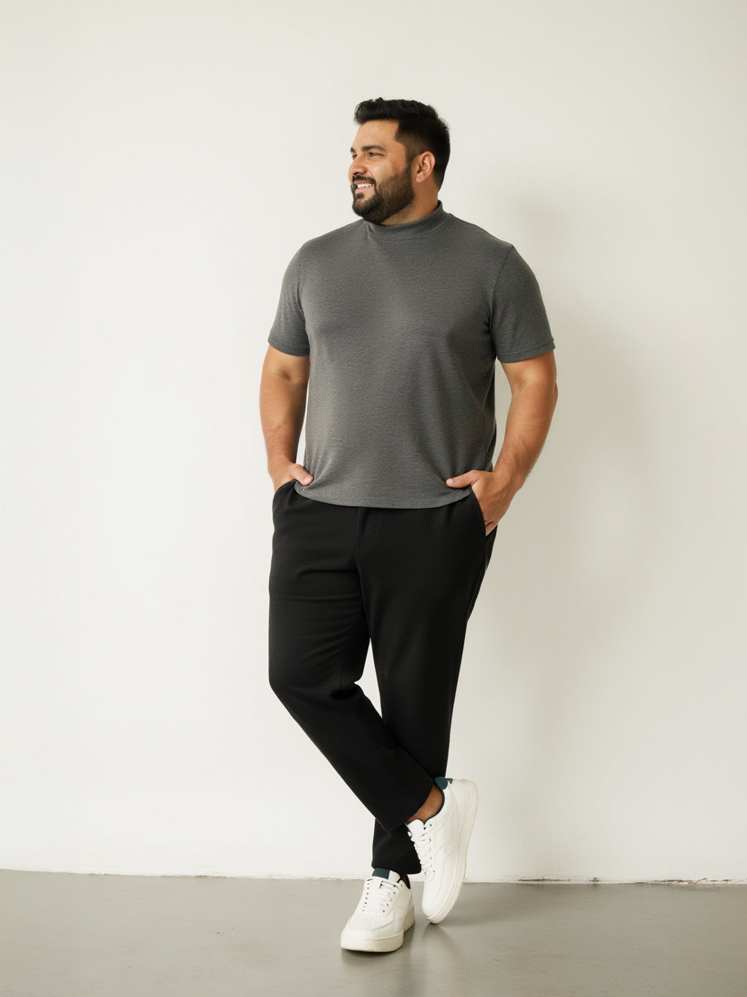 Iron Black Twill Structured Plus Size Power-Stretch Pants