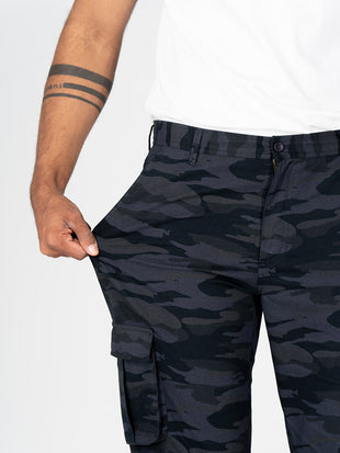 Blue Camo Slim Fit Cargo Pants