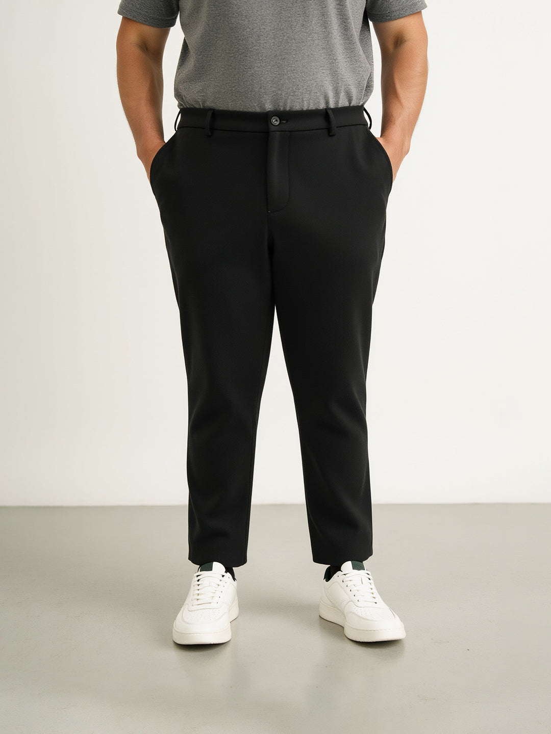 Iron Black Twill Structured Plus Size Power-Stretch Pants