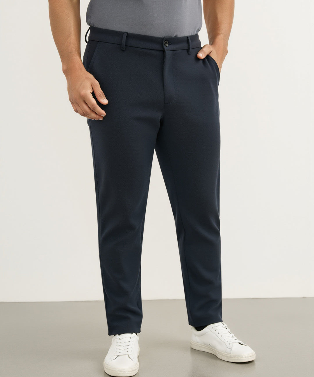 Regal Navy Twill Structured Plus Size Power-Stretch Pants