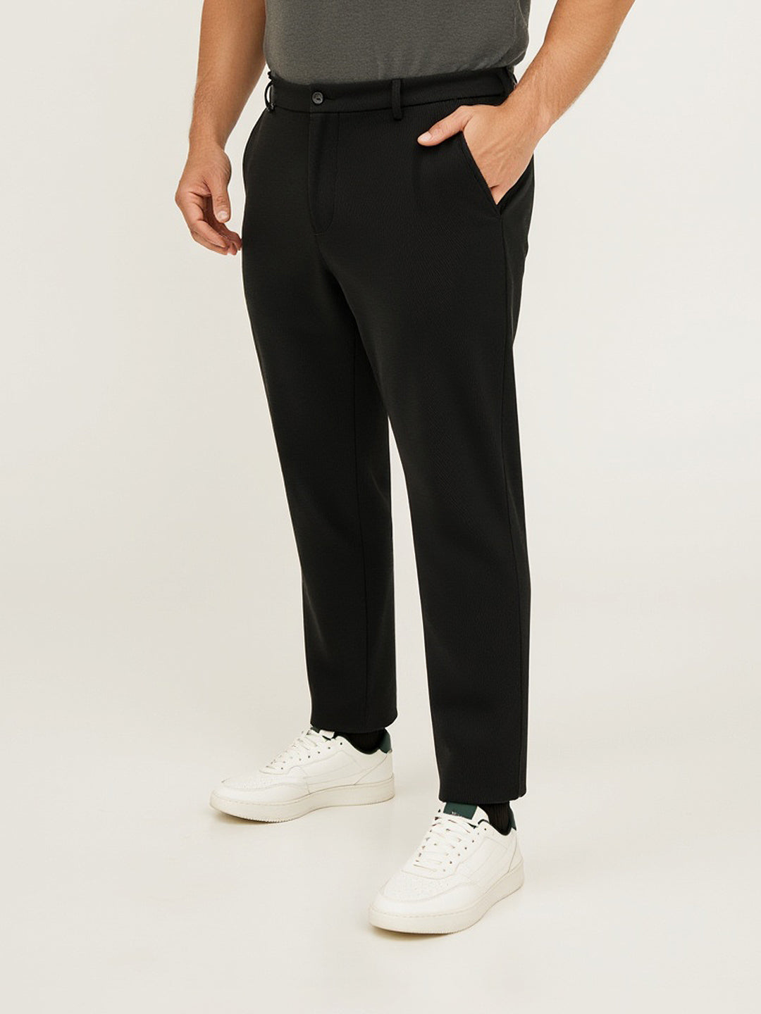 Iron Black Twill Structured Plus Size Power-Stretch Pants