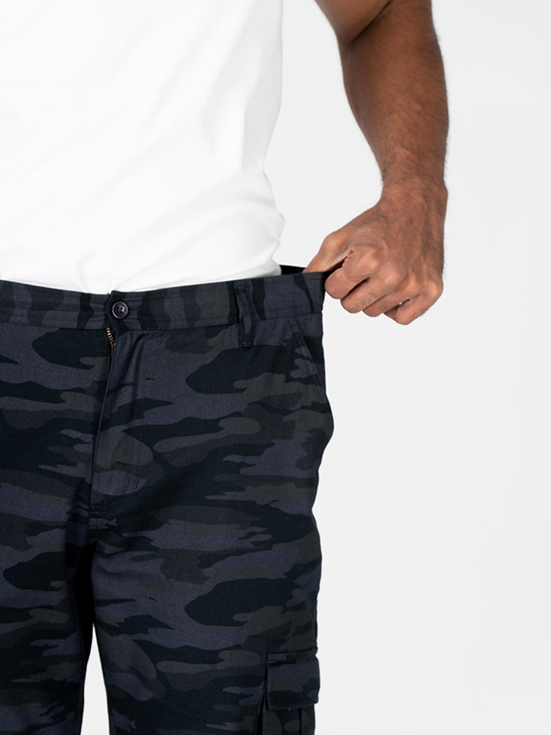 Blue Camo Slim Fit Cargo Pants