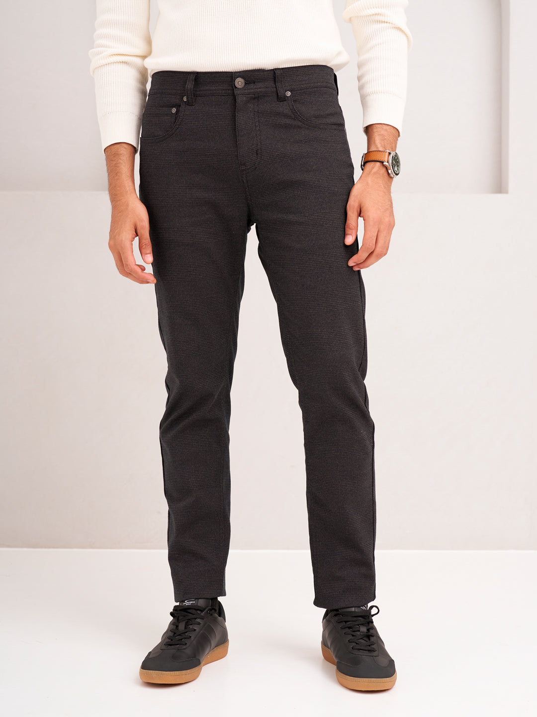 front view of wood brown jeanos by pant project with classic fit
