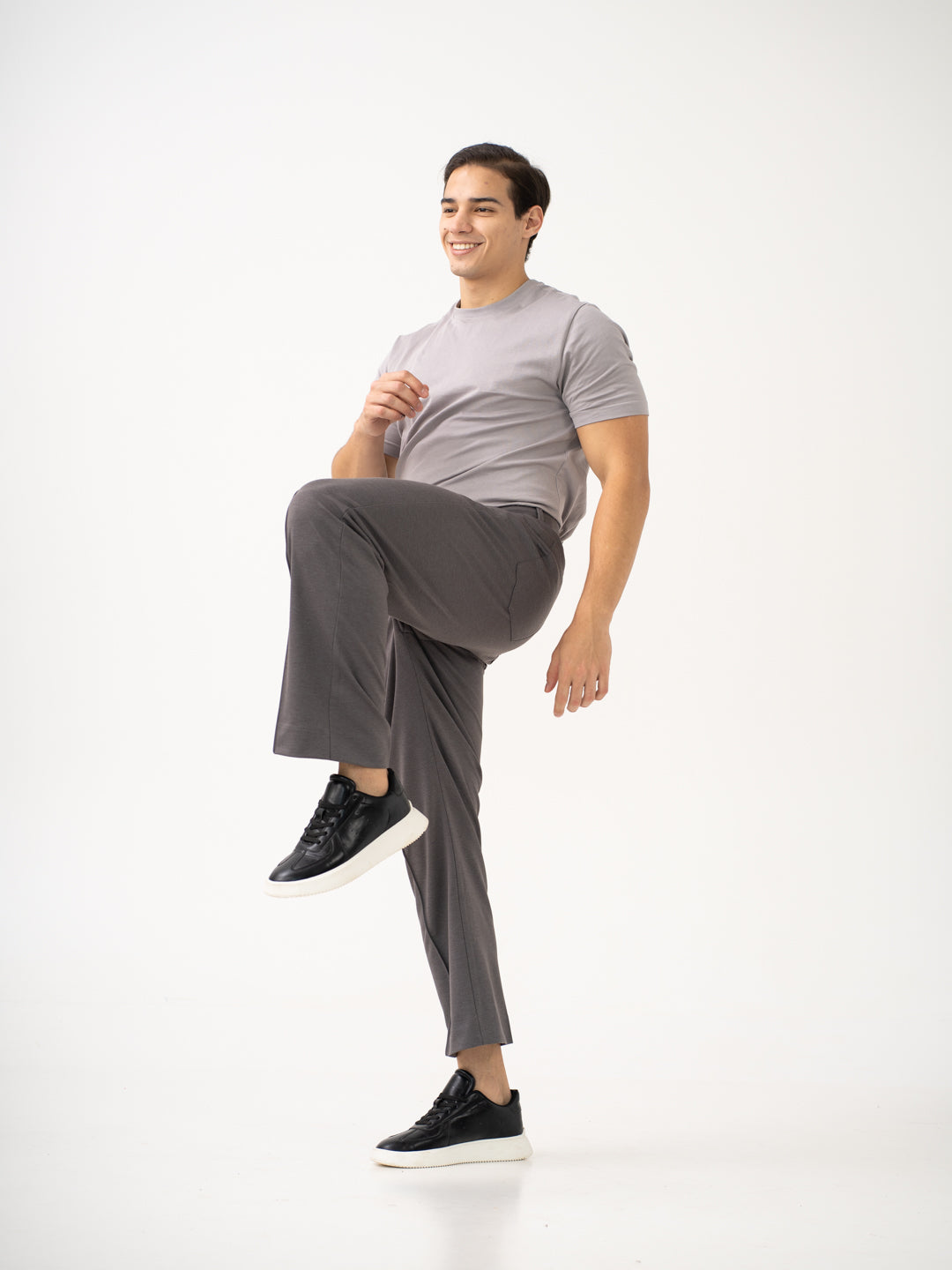 Pant Project grey Korean pants in motion front view