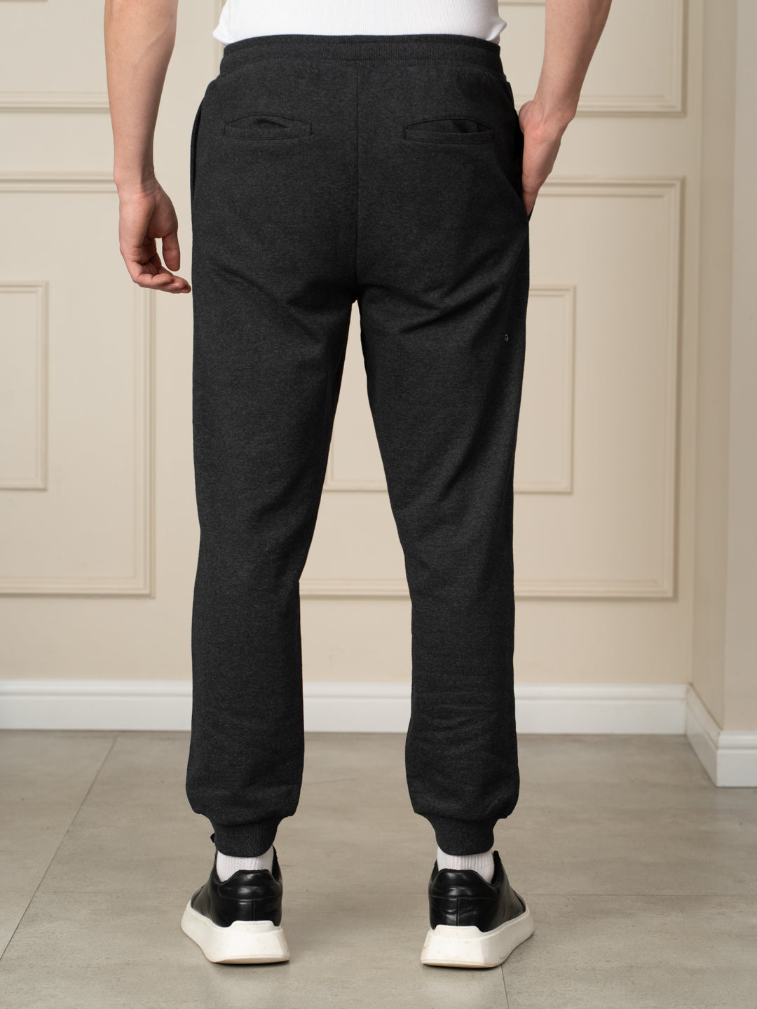 Soren Black Melange Tapered Fit Joggers