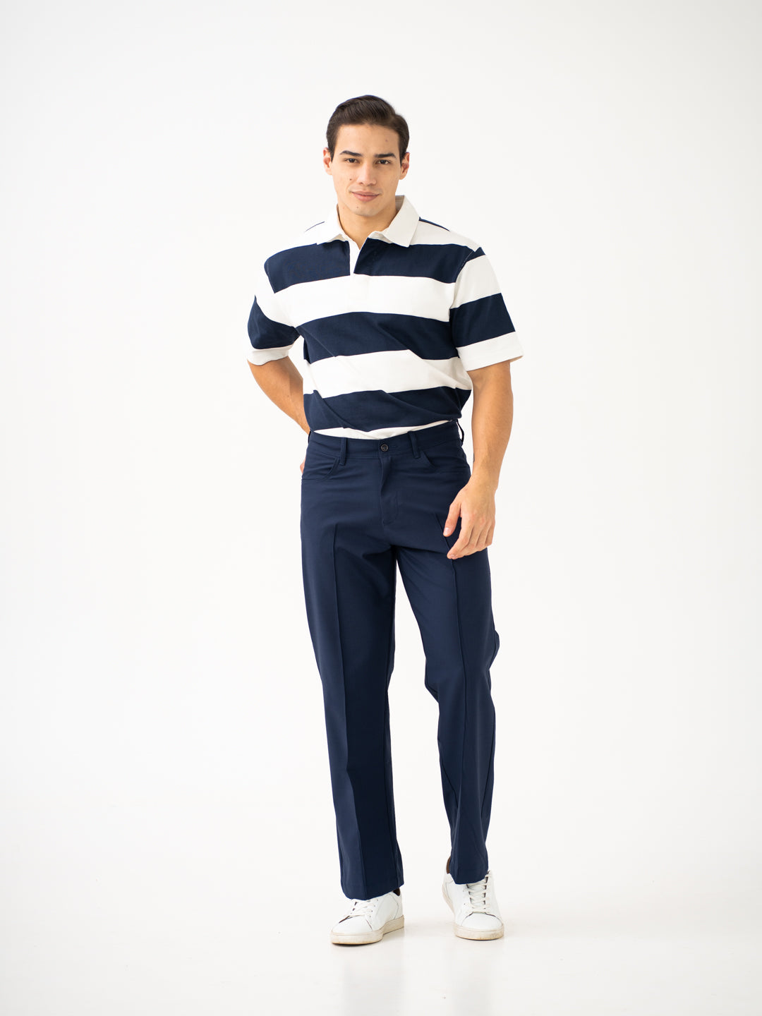Heaven Navy Relaxed Fit Korean Pintuck Pants