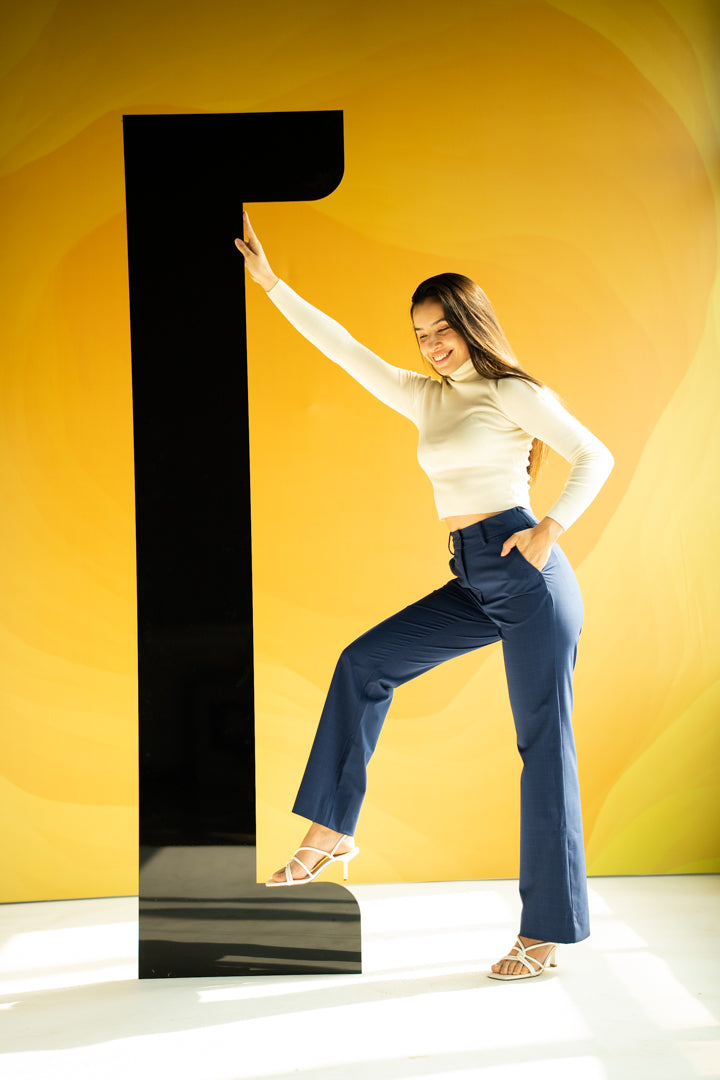 checked formal pants for women