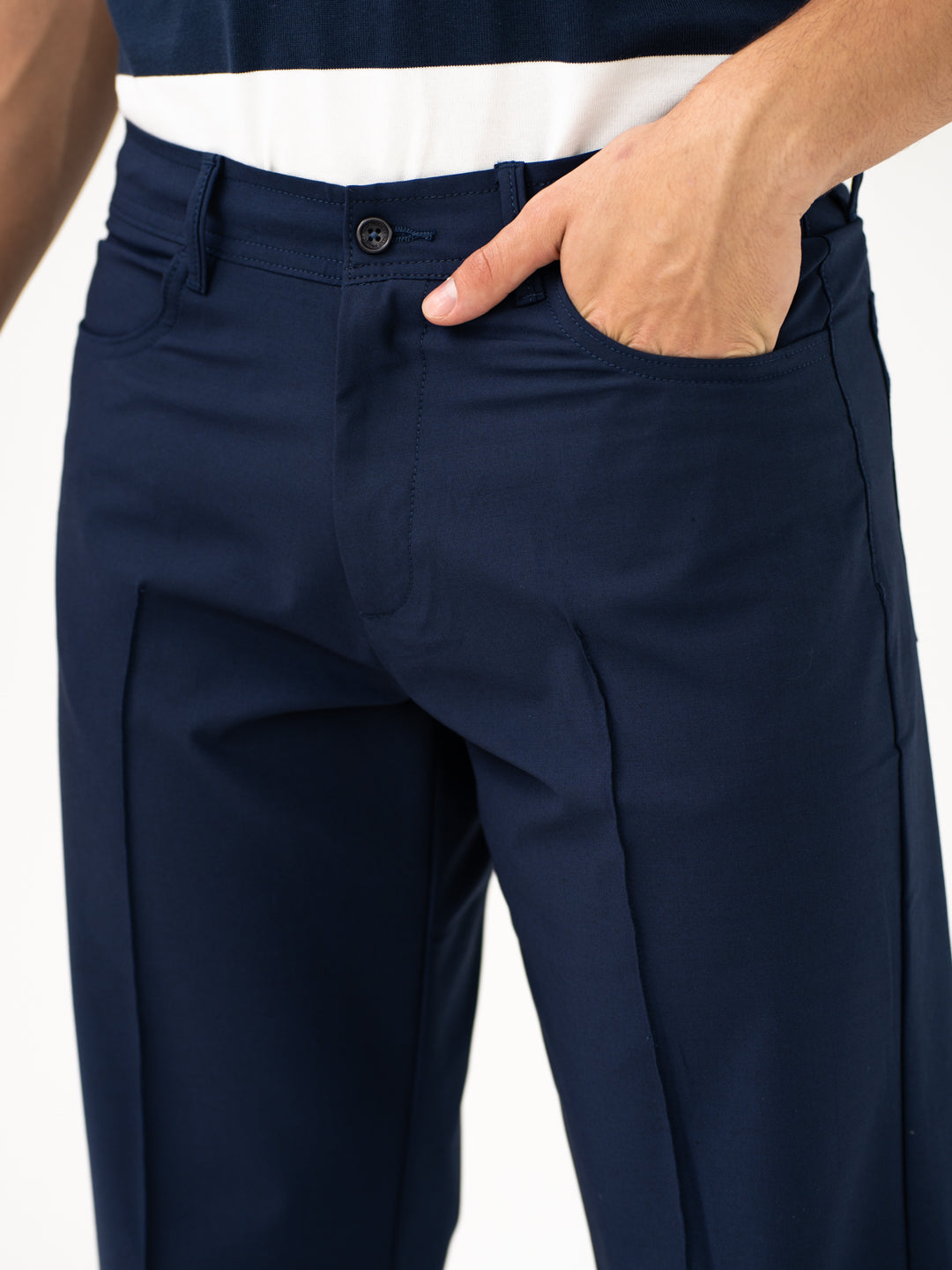 Heaven Navy Relaxed Fit Korean Pintuck Pants