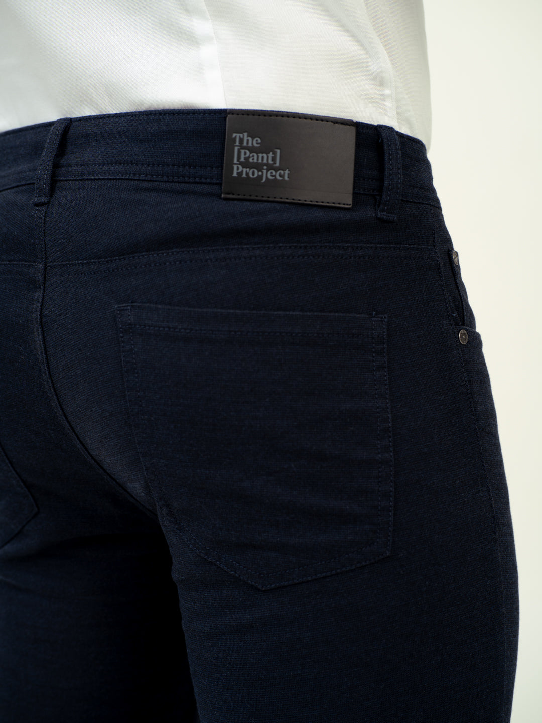rear view of dark jeans by Pant Project with classic fit