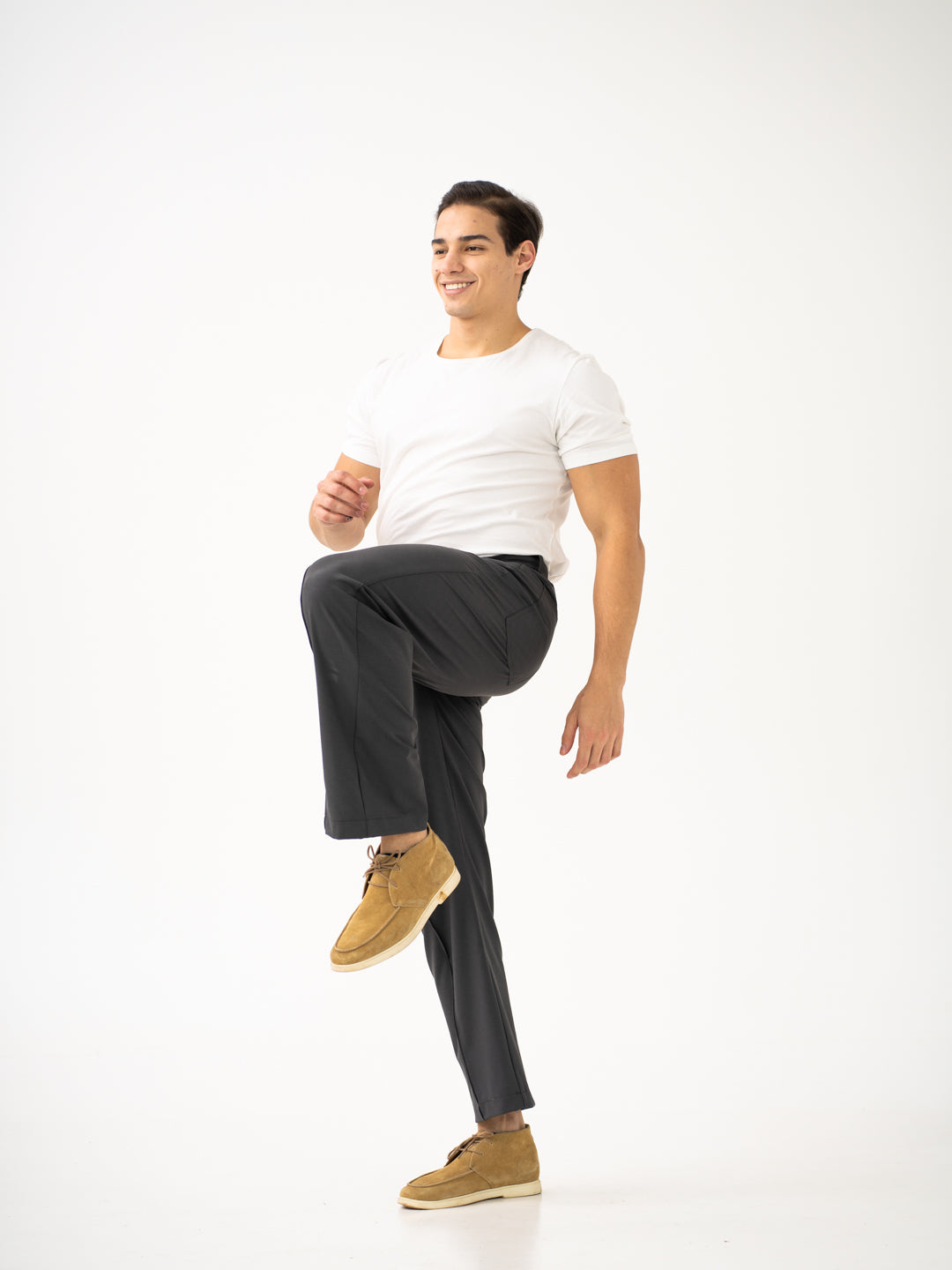 Pewter Grey Relaxed Fit Korean Pintuck Pants