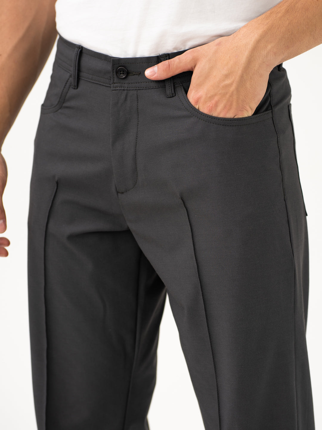 Pewter Grey Relaxed Fit Korean Pintuck Pants