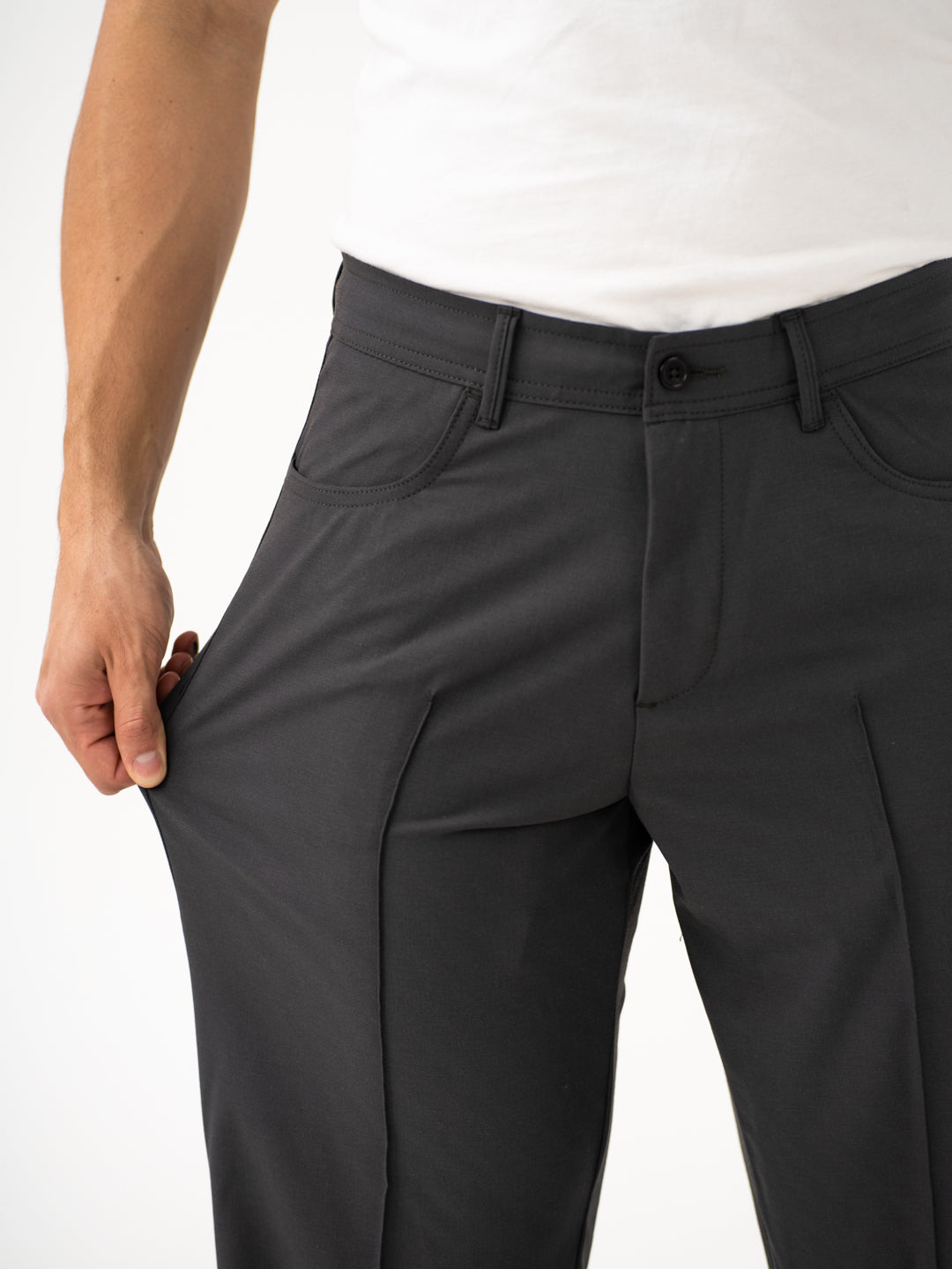 Pewter Grey Relaxed Fit Korean Pintuck Pants