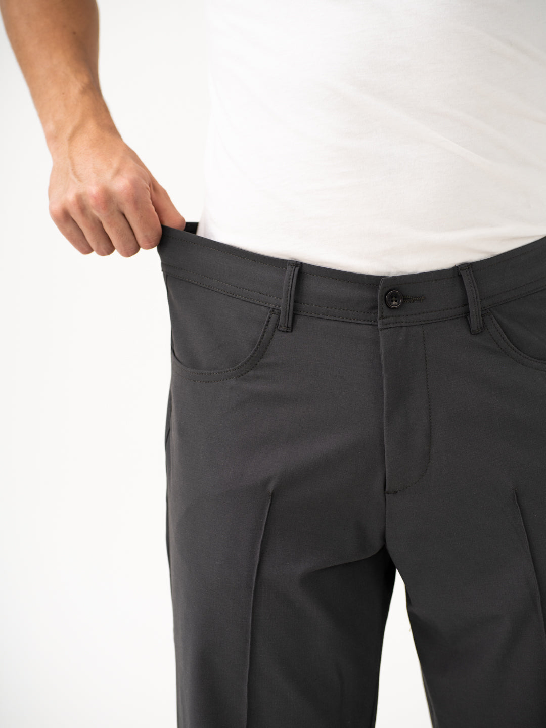 Pewter Grey Relaxed Fit Korean Pintuck Pants