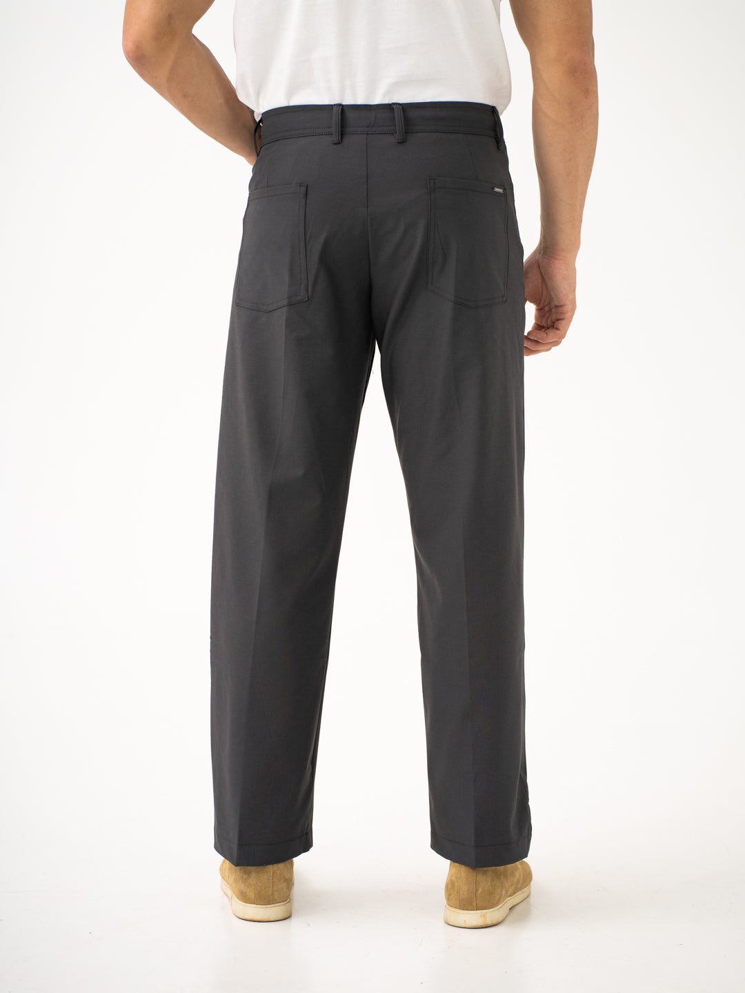 Pewter Grey Relaxed Fit Korean Pintuck Pants