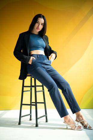 stretchable eco navy trousers
