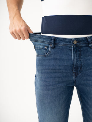 Faded Blue Whiskered Slim Fit Jeans