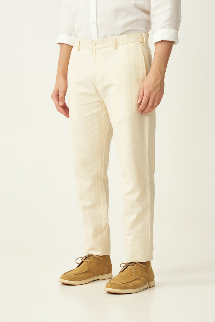 Chalk White Linen Pants