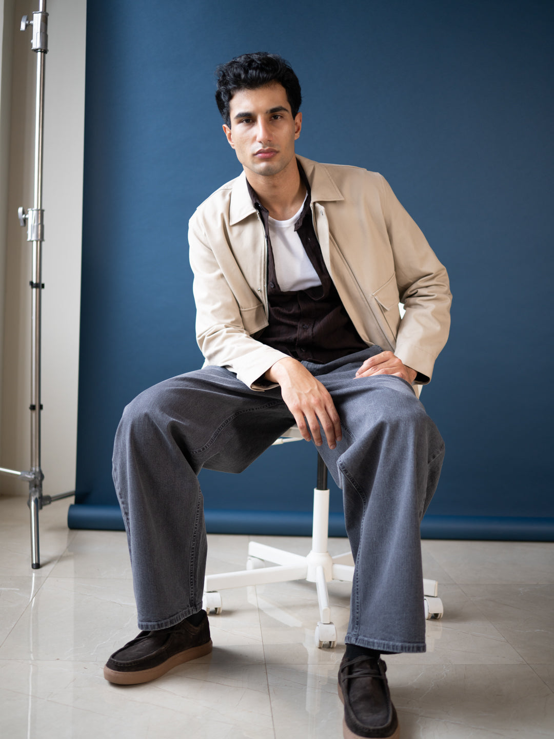 Leadstone Grey Baggy Fit Jeans