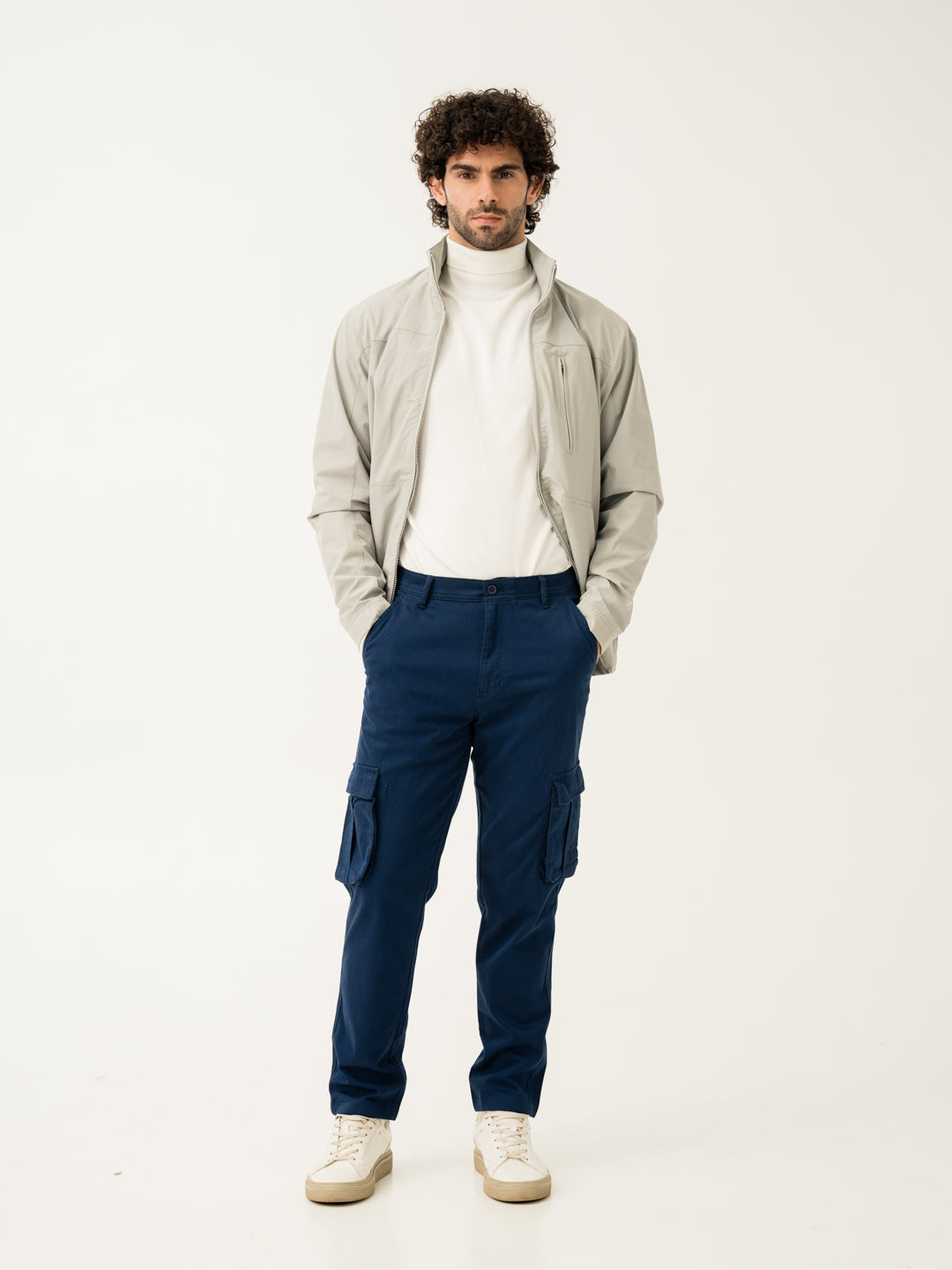 Villa Blue Slim Fit Stretch Cargo Pants