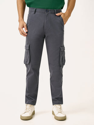 Cave Grey Slim Fit Stretch Cargo Pants