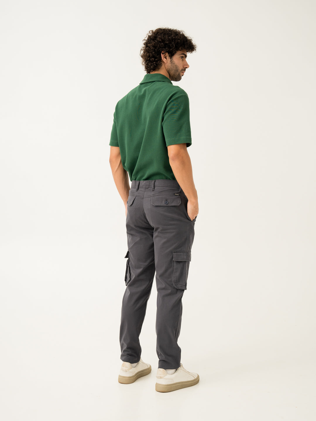 Cave Grey Slim Fit Stretch Cargo Pants