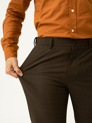 Bond Brown Checks Merino Wool Pants