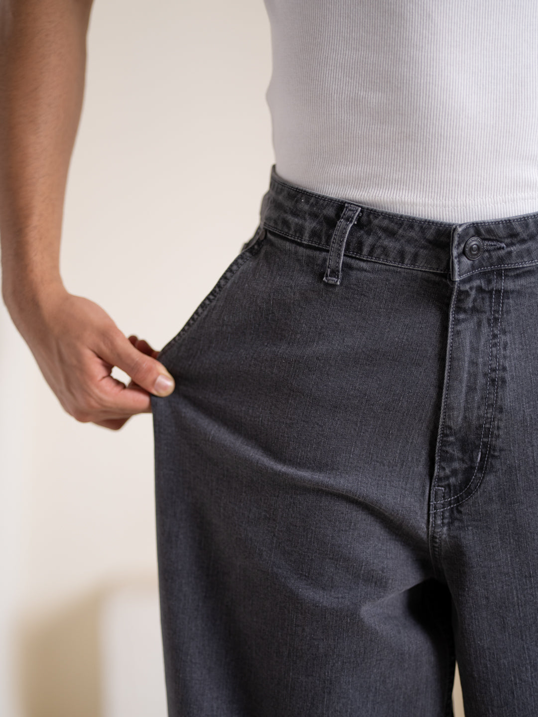 Leadstone Grey Baggy Fit Jeans