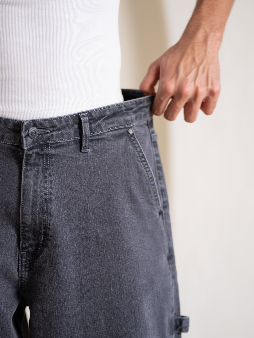 Leadstone Grey Baggy Fit Jeans