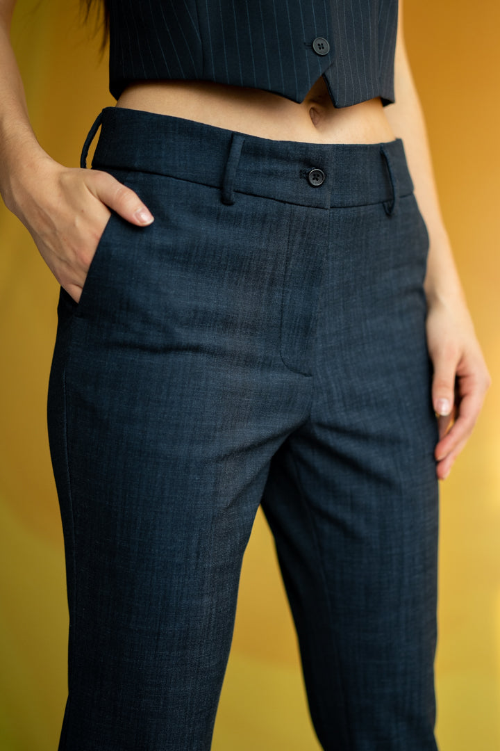 Buy Women's Blue Business Casual Pants Online In India