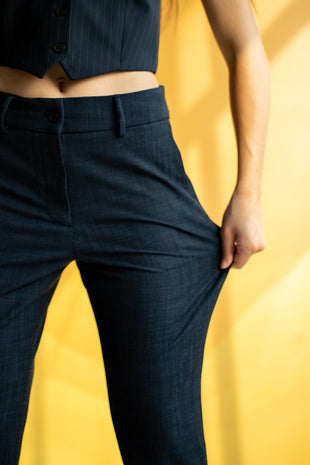 blue casual trousers women's