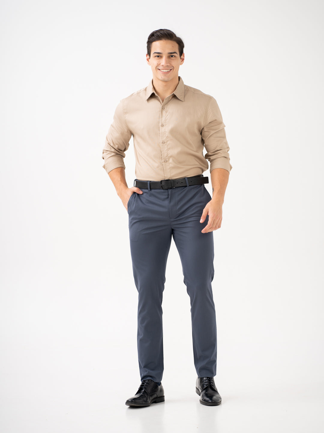 Thunder Grey Water Repellent Slim Fit Stretch Formal Pants