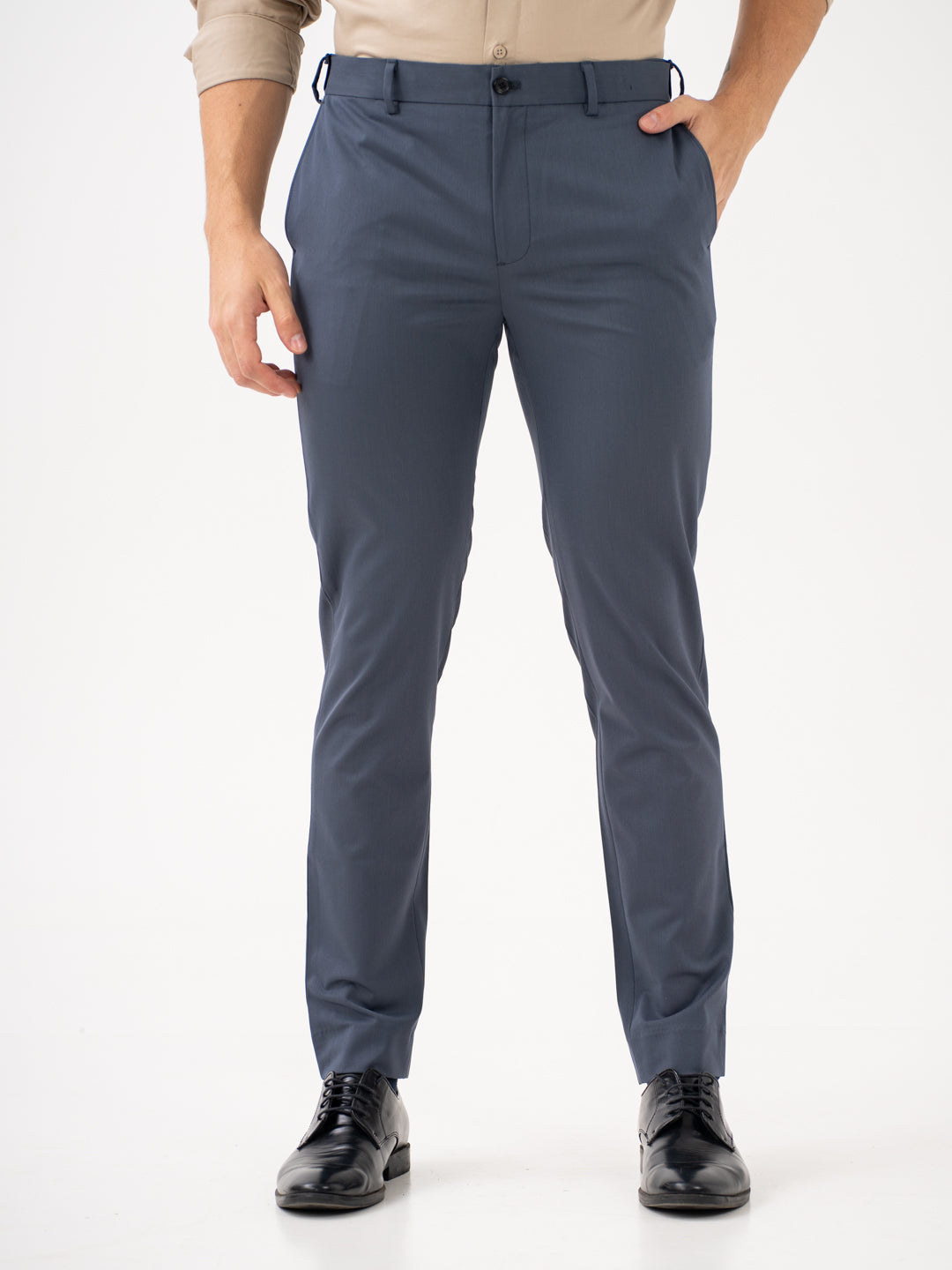 Thunder Grey Water Repellent Slim Fit Stretch Formal Pants