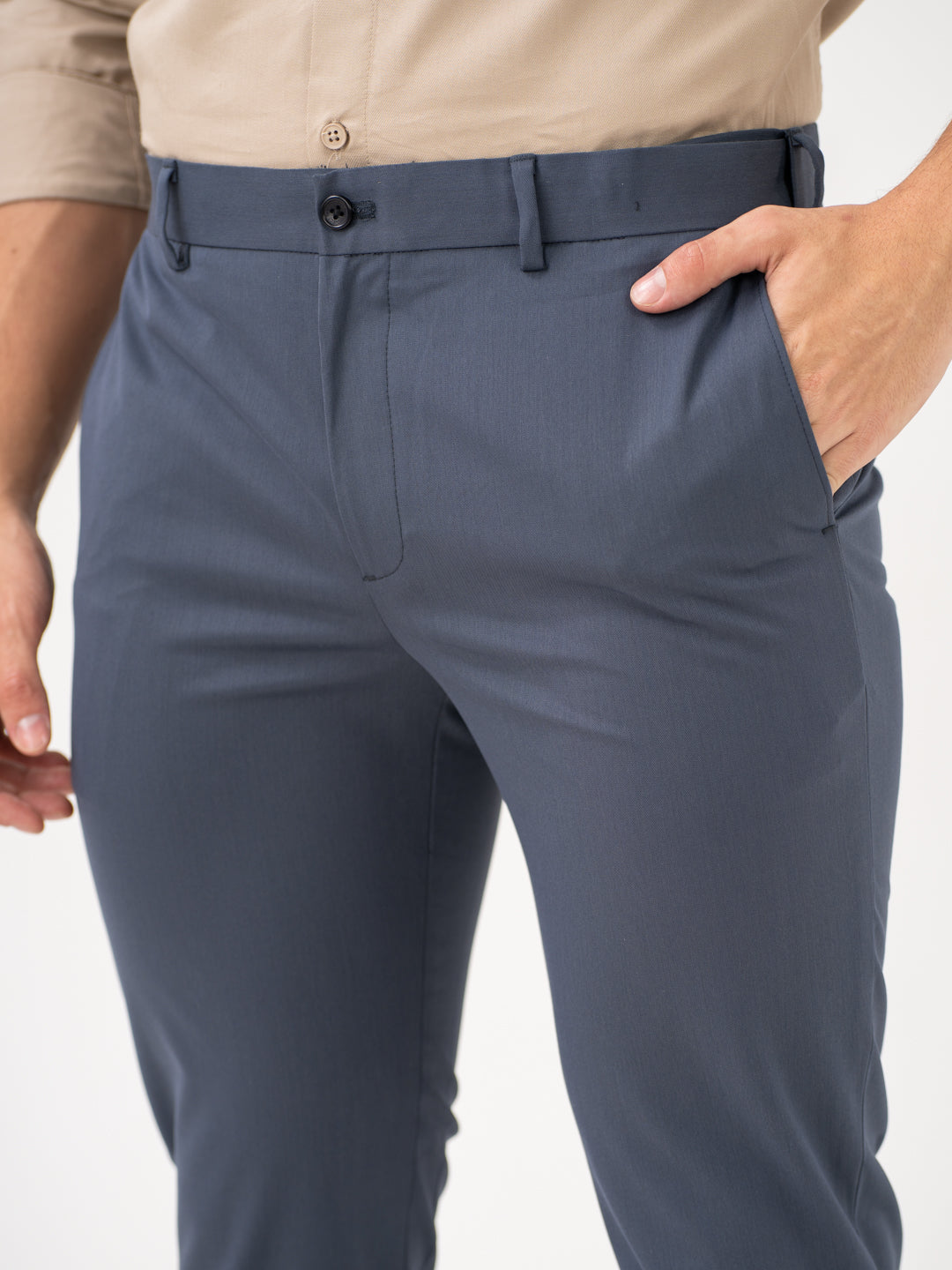 Thunder Grey Water Repellent Slim Fit Stretch Formal Pants