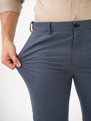 Thunder Grey Water Repellent Slim Fit Stretch Formal Pants