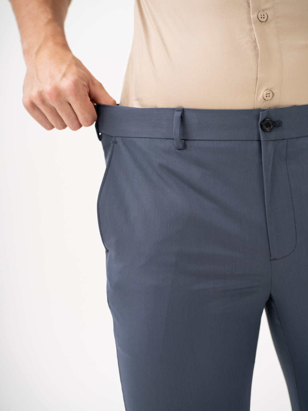 Thunder Grey Water Repellent Slim Fit Stretch Formal Pants
