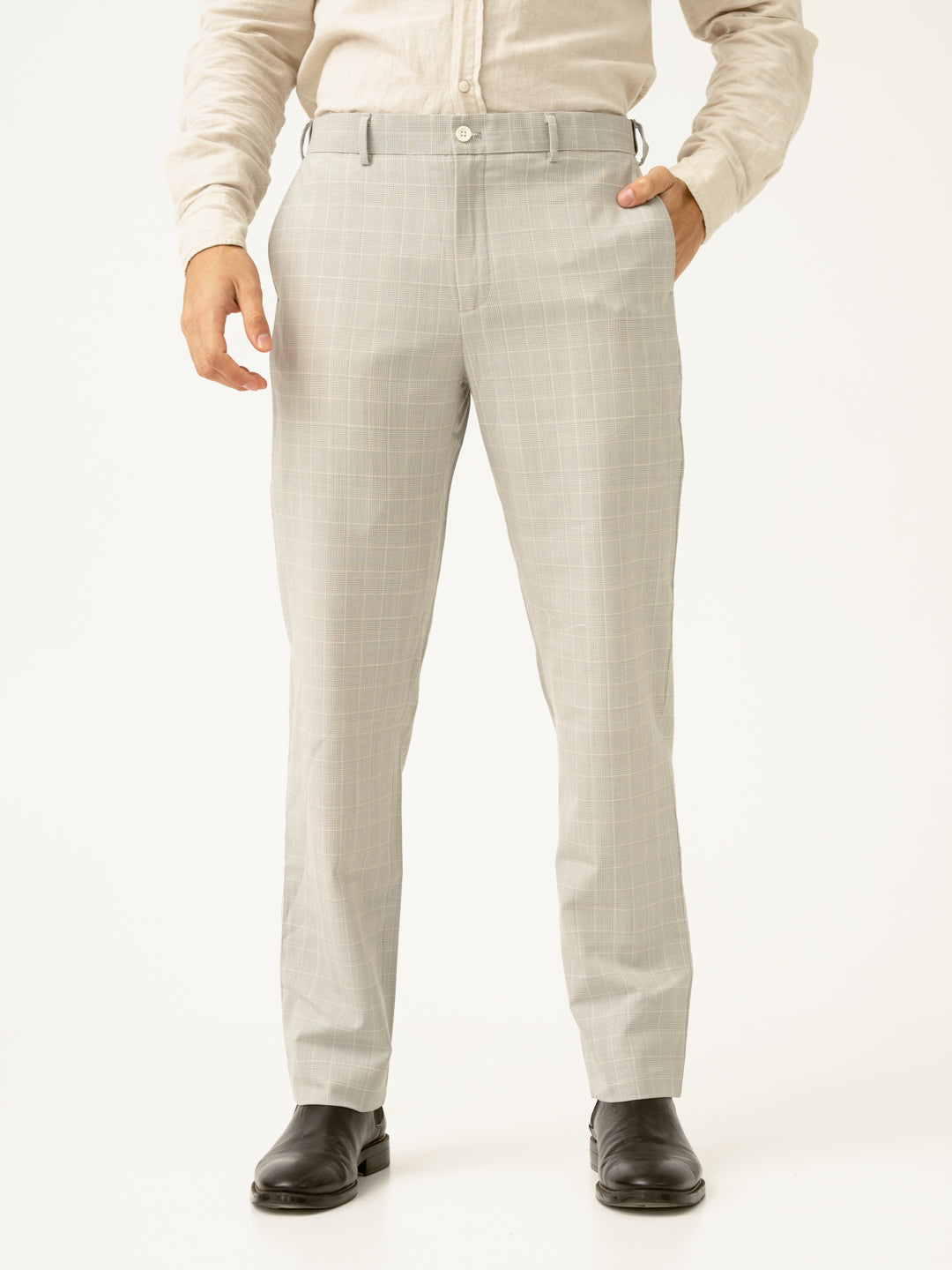 wool dress trousers men Grey Checks Merino Wool Pants