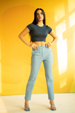 blue women's business pants