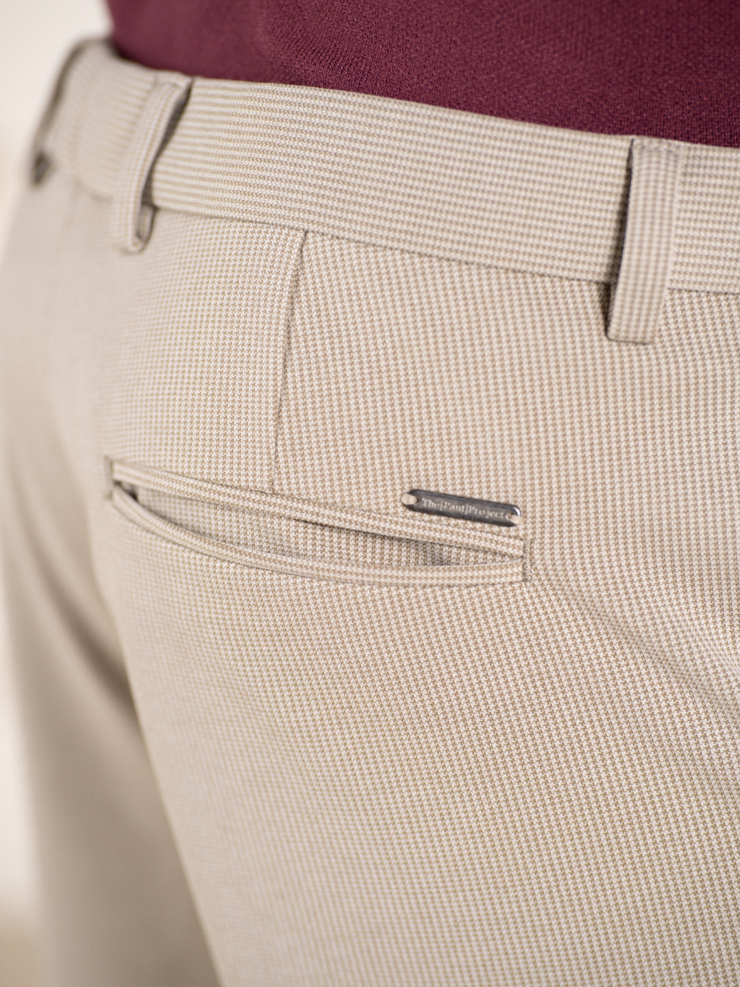 Contour Khaki Houndstooth Slim Fit Power Stretch Pants