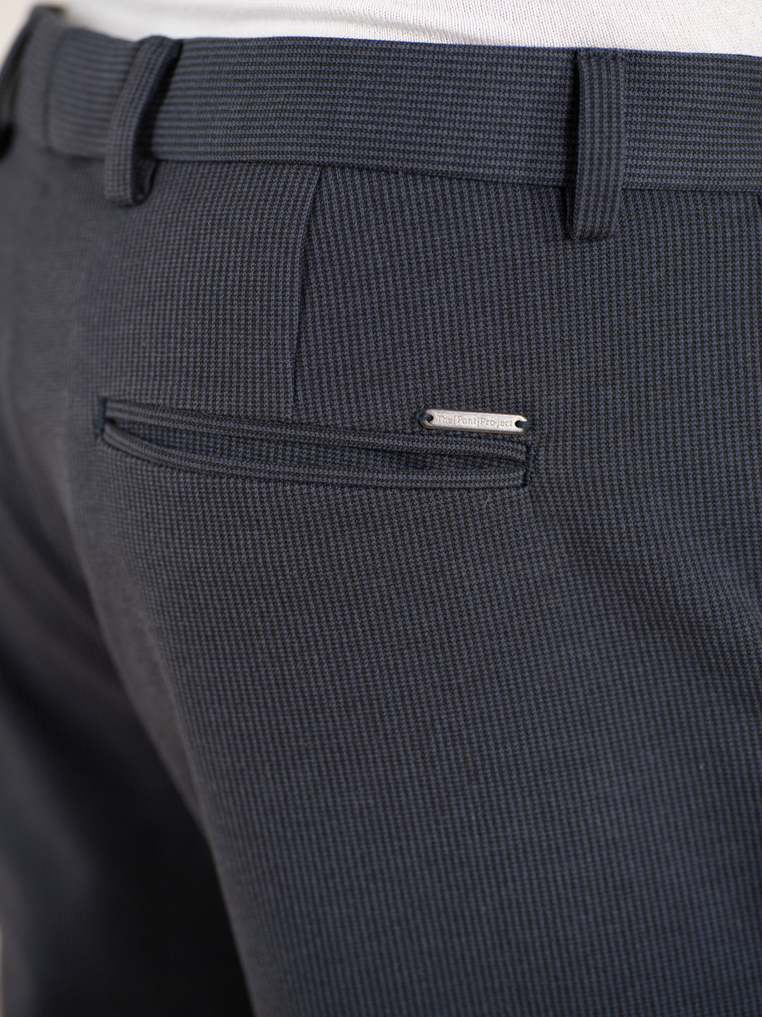 Quiet Grey Houndstooth Slim Fit Power Stretch Pants