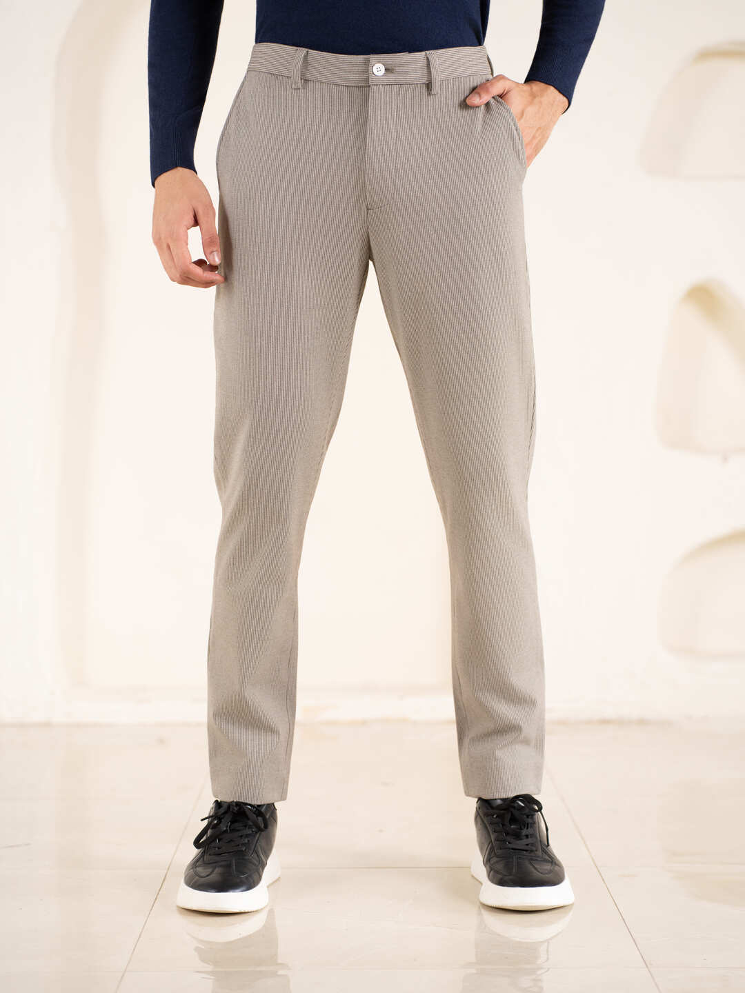 Reverb Brown Houndstooth Slim Fit Power Stretch Pants