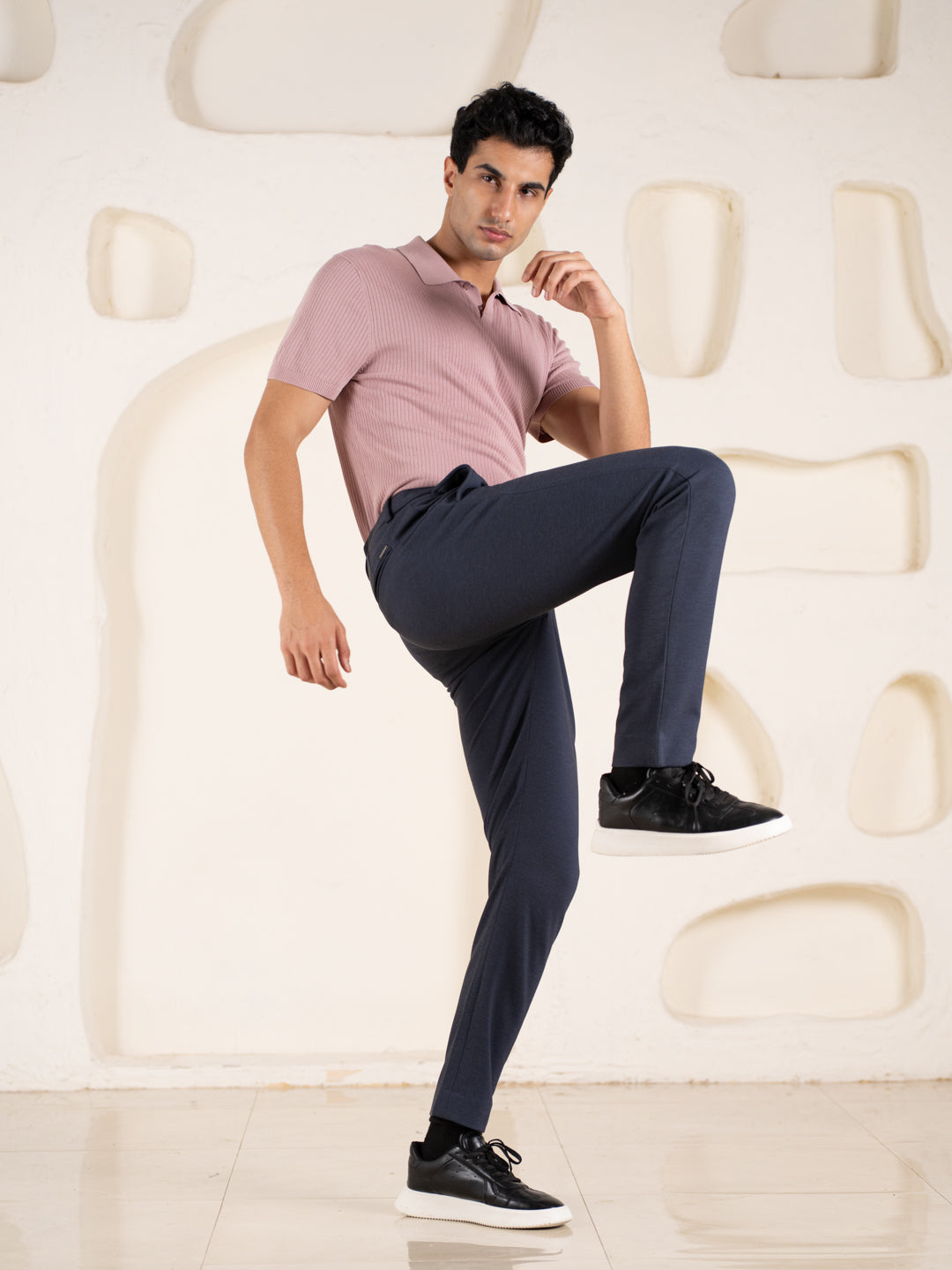 Render Blue Textured Slim Fit Power Stretch Pants