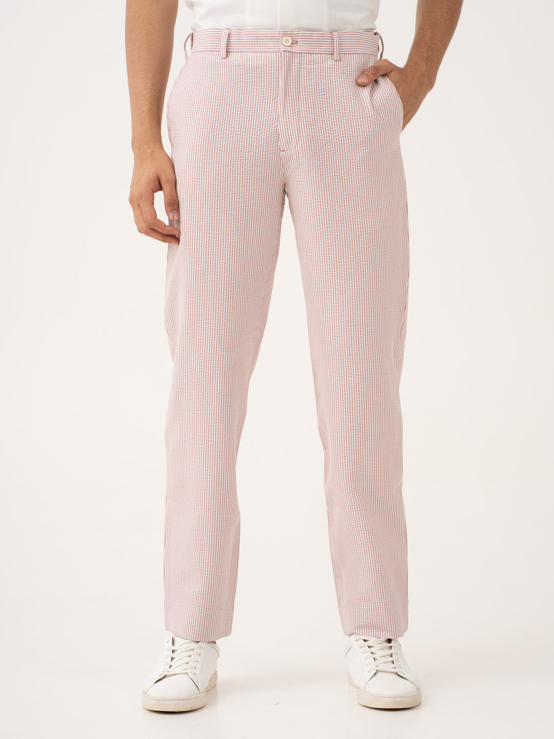 Romeo rouge trousers by pant project, showcasing the tailored fit and pintuck detail against a plain background.