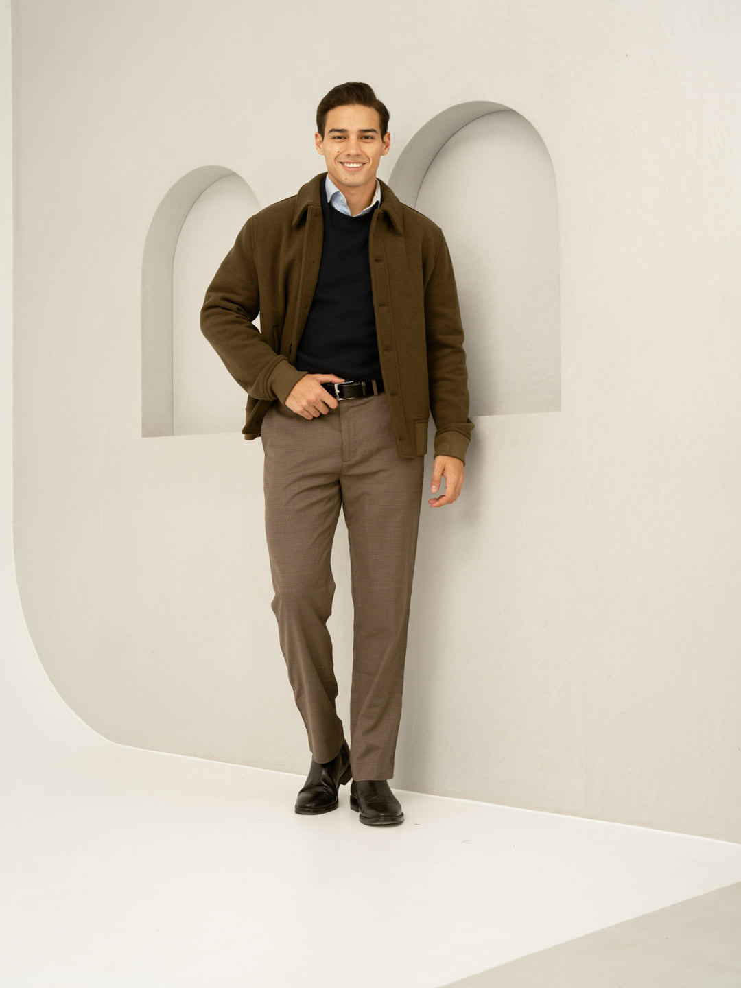 Autumn Brown Checks Merino Wool Pants