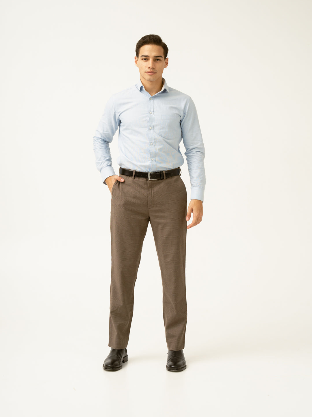 Autumn Brown Checks Merino Wool Pants