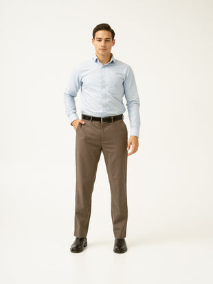 Autumn Brown Checks Merino Wool Pants
